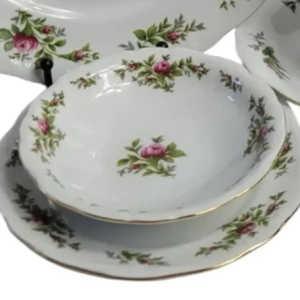Vintage Johann Haviland Moss Rose 5 Piece Place Setting Traditions Fine China